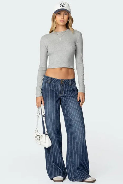 Jean taille basse rayé Ma boutique